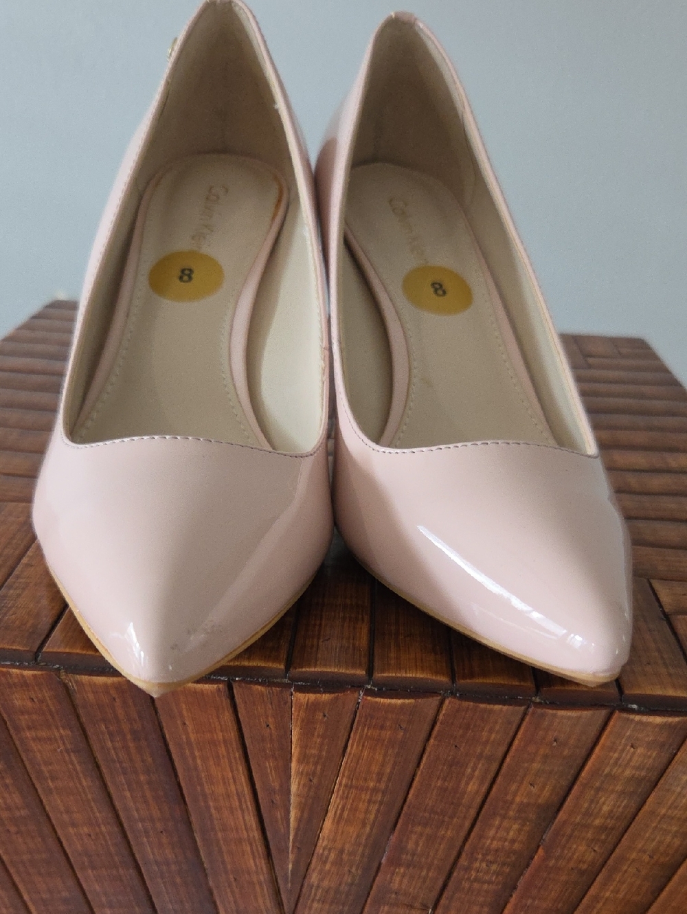 Calvin Klein Patent Pointed-Toe Pumps in Light Pink